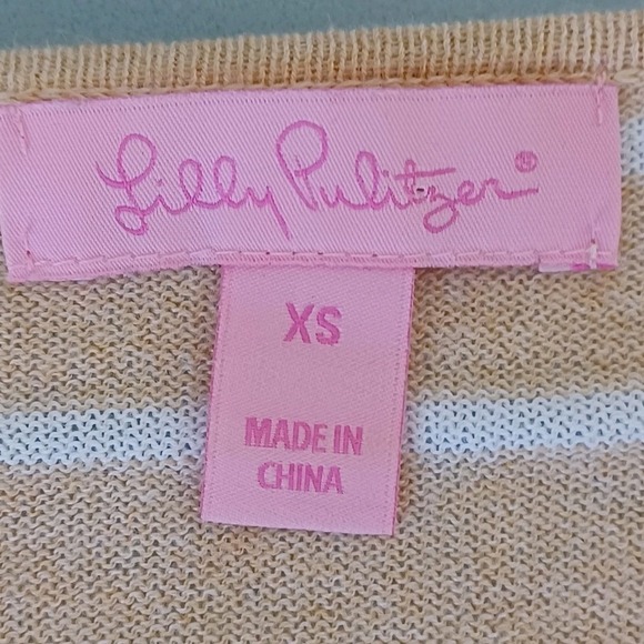 Lilly Pulitzer Striped Knit Sweater Pullover Top XS Pockets Tassel Detail - Picture 2 of 12